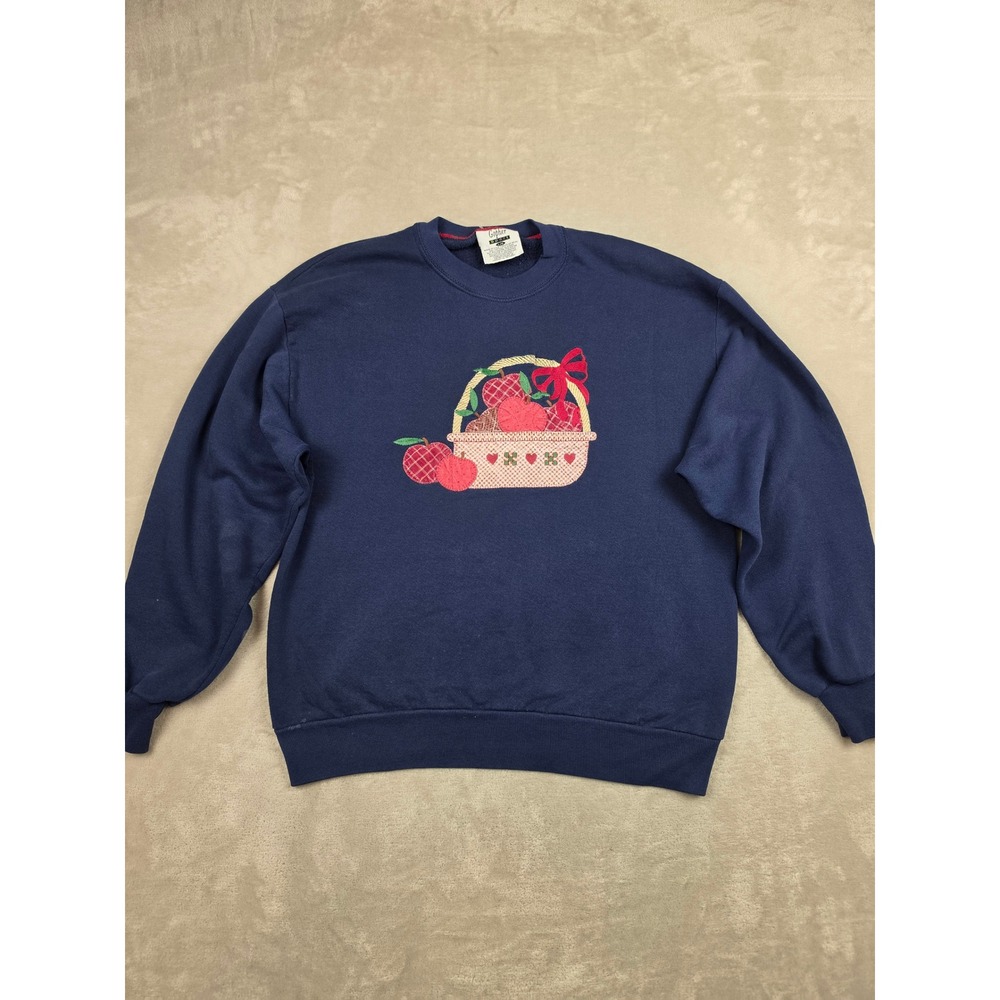 Vintage Gopher Sport Sweatshirt Adult L Blue Apple Basket Graphic 90s *Read